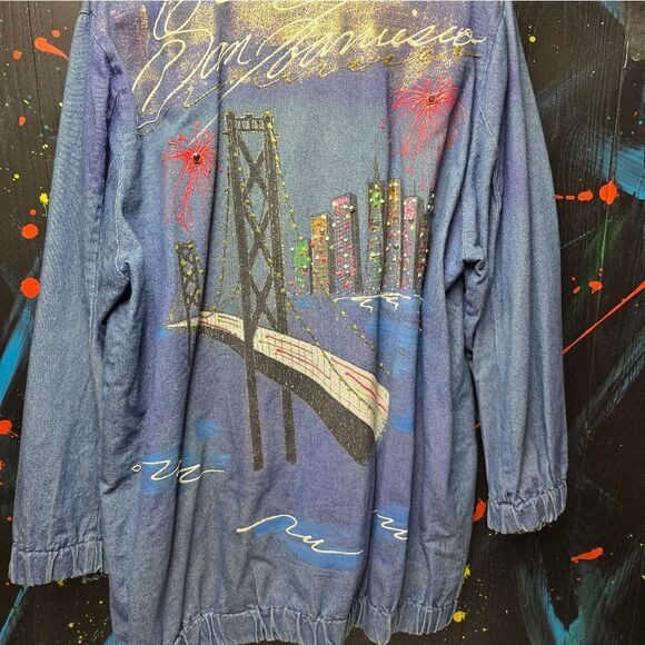 Vintage 1 Of A Kind Cactus California Hand Decorated Jean Jacket‎ - Picture 7 of 10